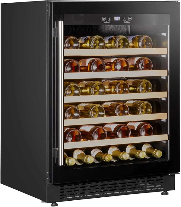 54 Bottle Wine Cellar Fridge with Digital Touch Screen Controls, 135L Capacity Cooler Cabinet, Black