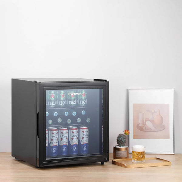 Mini Fridge 50L with Glass Door – Quiet Drinks & Beer Cooler with LED Light Compact Small Fridge