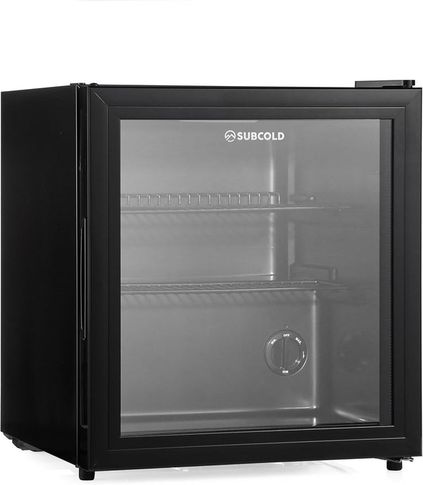Mini Fridge 50L with Glass Door – Quiet Drinks & Beer Cooler with LED Light Compact Small Fridge