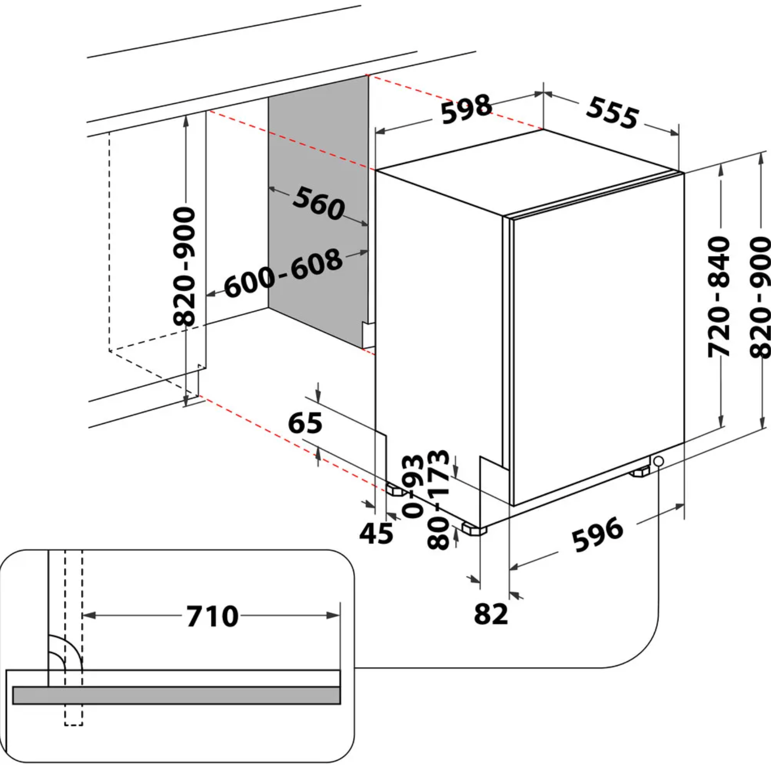 H8I HT59 LS UK 14 Place Settings Built-In Dishwasher